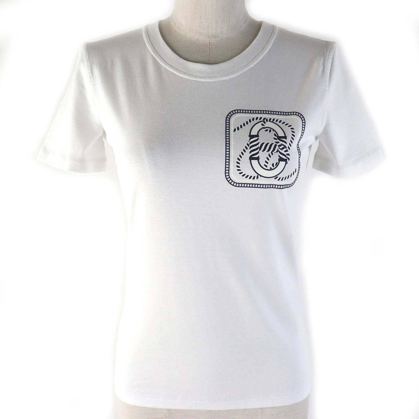 HERMES Short sleeve T-shirt Main: 100% cotton White navy Women 34