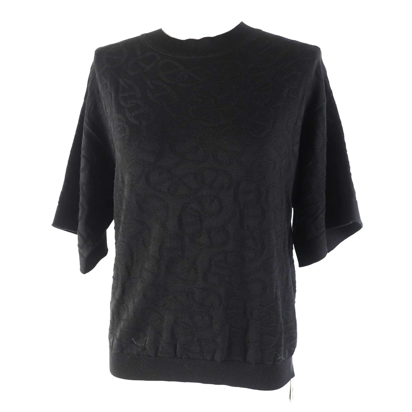 HERMES Short sleeve knit 4E2649DC Outer material: 56% silk, Outer material: 43% cotton, Outer material: 1% nylon, Part: 57% silk, Part: 43% cotton black Naoussa Chene Women 34