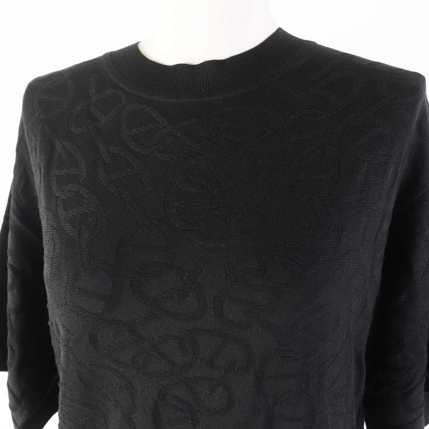 HERMES Short sleeve knit 4E2649DC Outer material: 56% silk, Outer material: 43% cotton, Outer material: 1% nylon, Part: 57% silk, Part: 43% cotton black Naoussa Chene Women 34