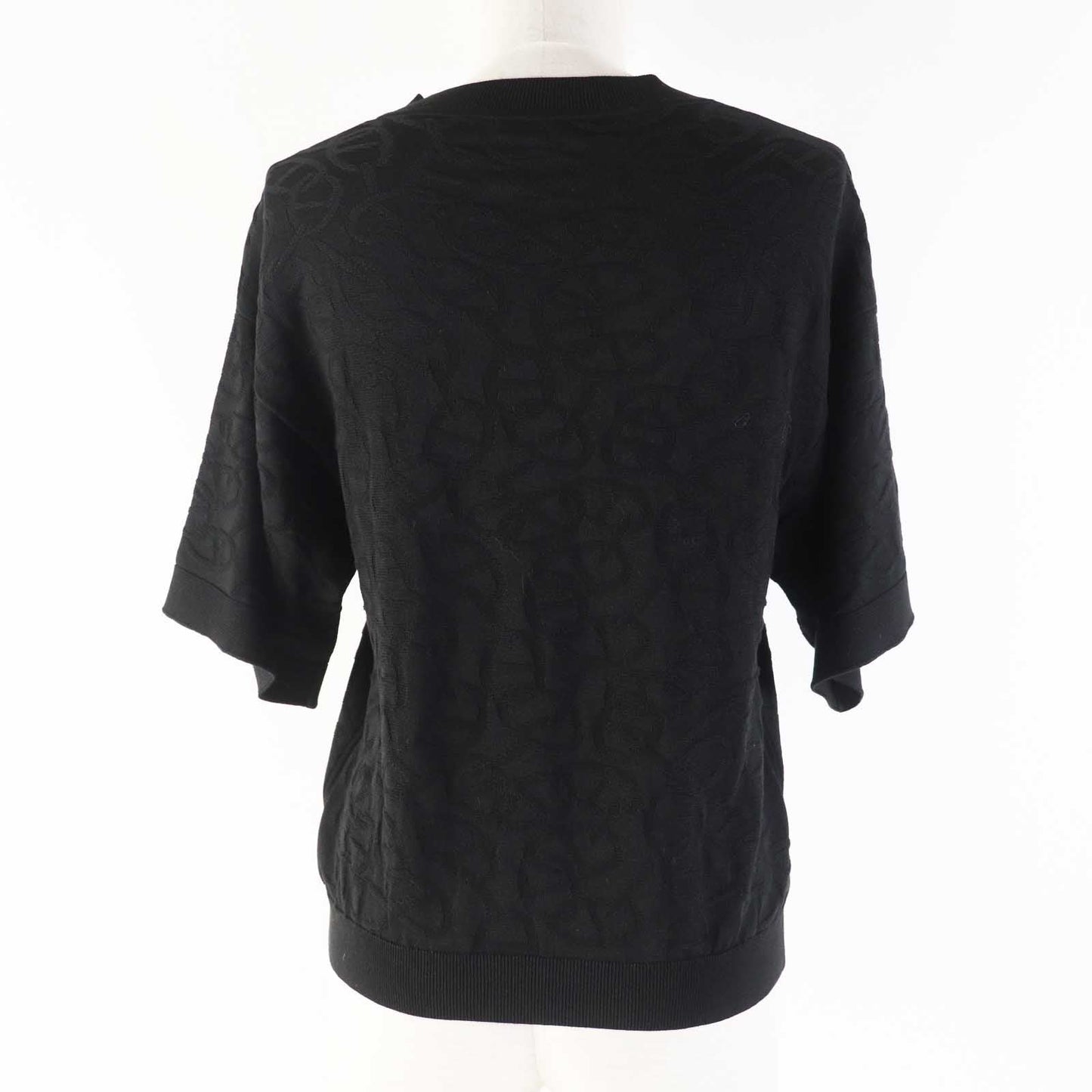 HERMES Short sleeve knit 4E2649DC Outer material: 56% silk, Outer material: 43% cotton, Outer material: 1% nylon, Part: 57% silk, Part: 43% cotton black Naoussa Chene Women 34