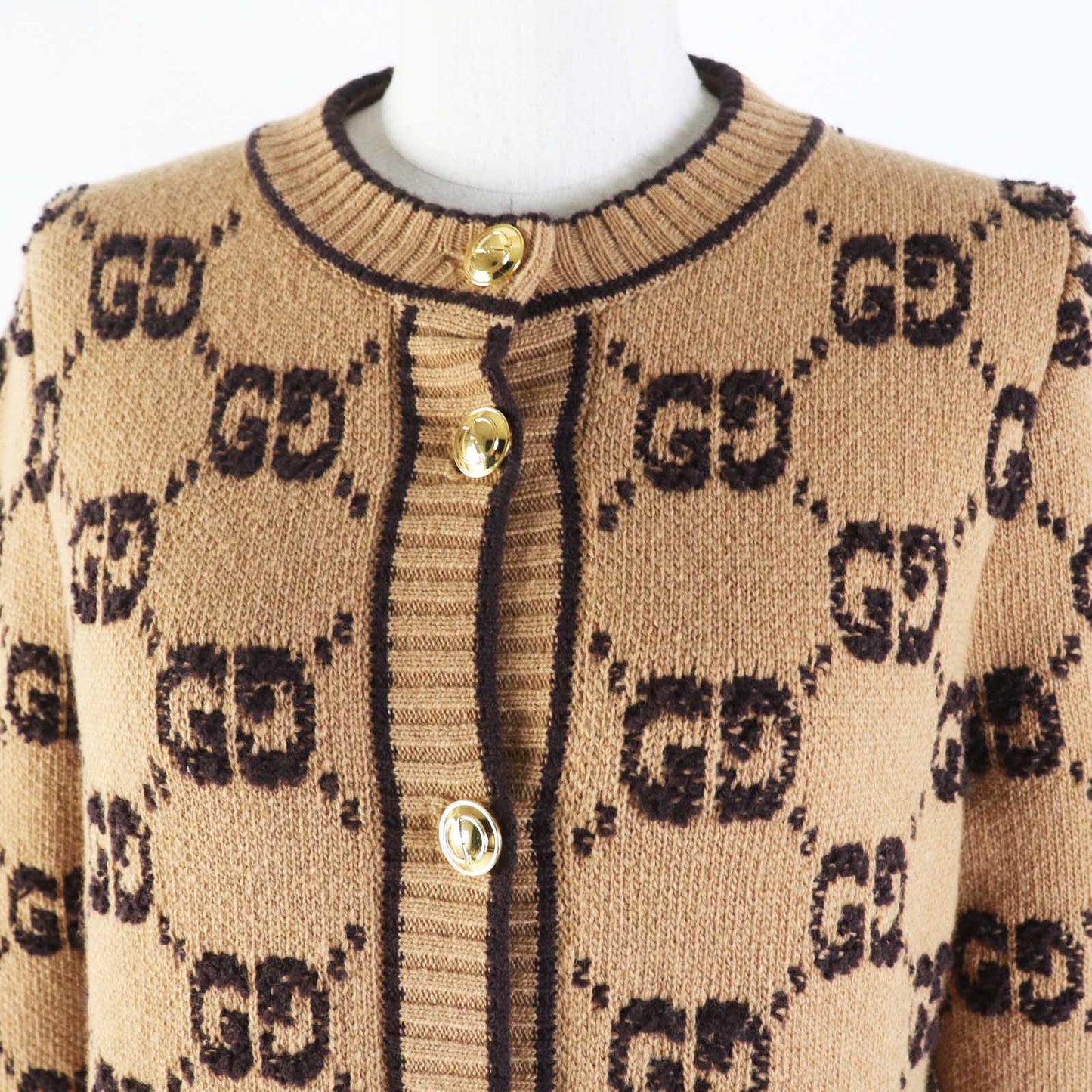 GUCCI cardigan 713300 Main: 100% wool Brown type GG wool boucl jacquard cardigan Women S