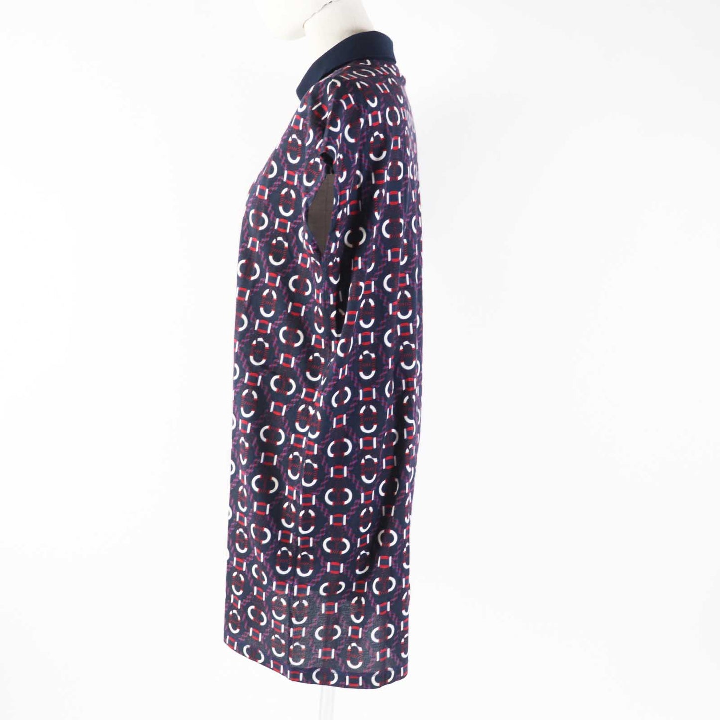 HERMES one piece 3E4512DB Main: 100% cotton, part: 70% cotton, part: 26% nylon, part: 4% polyurethane Navy red white Canoe Women 34