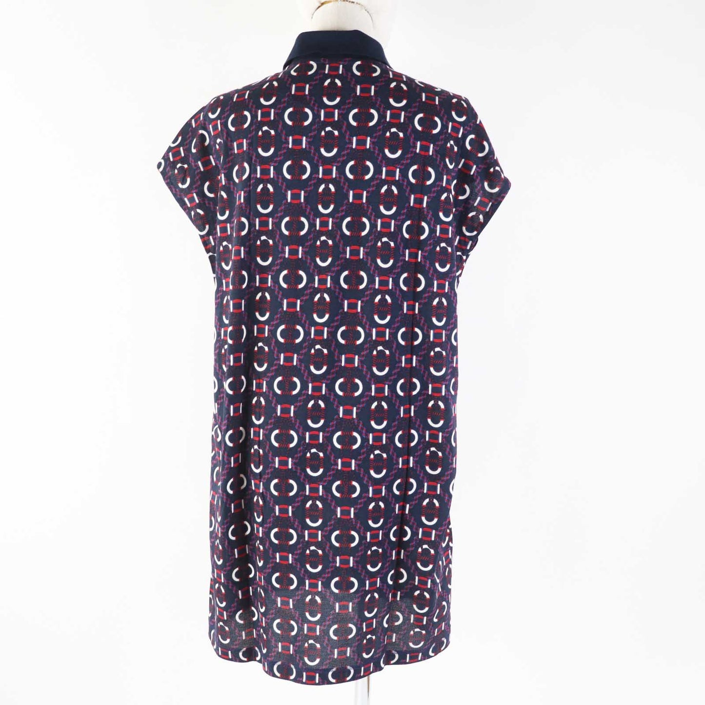 HERMES one piece 3E4512DB Main: 100% cotton, part: 70% cotton, part: 26% nylon, part: 4% polyurethane Navy red white Canoe Women 34