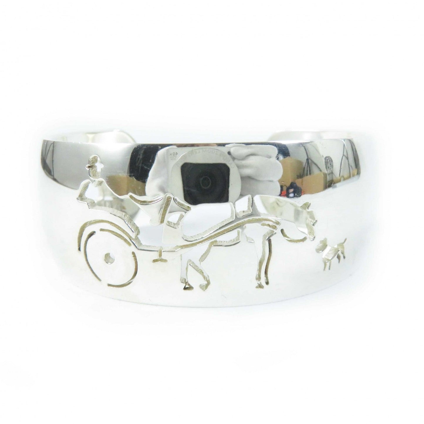 HERMES Bangle SV925 Silver bracelet Carriage motif Women