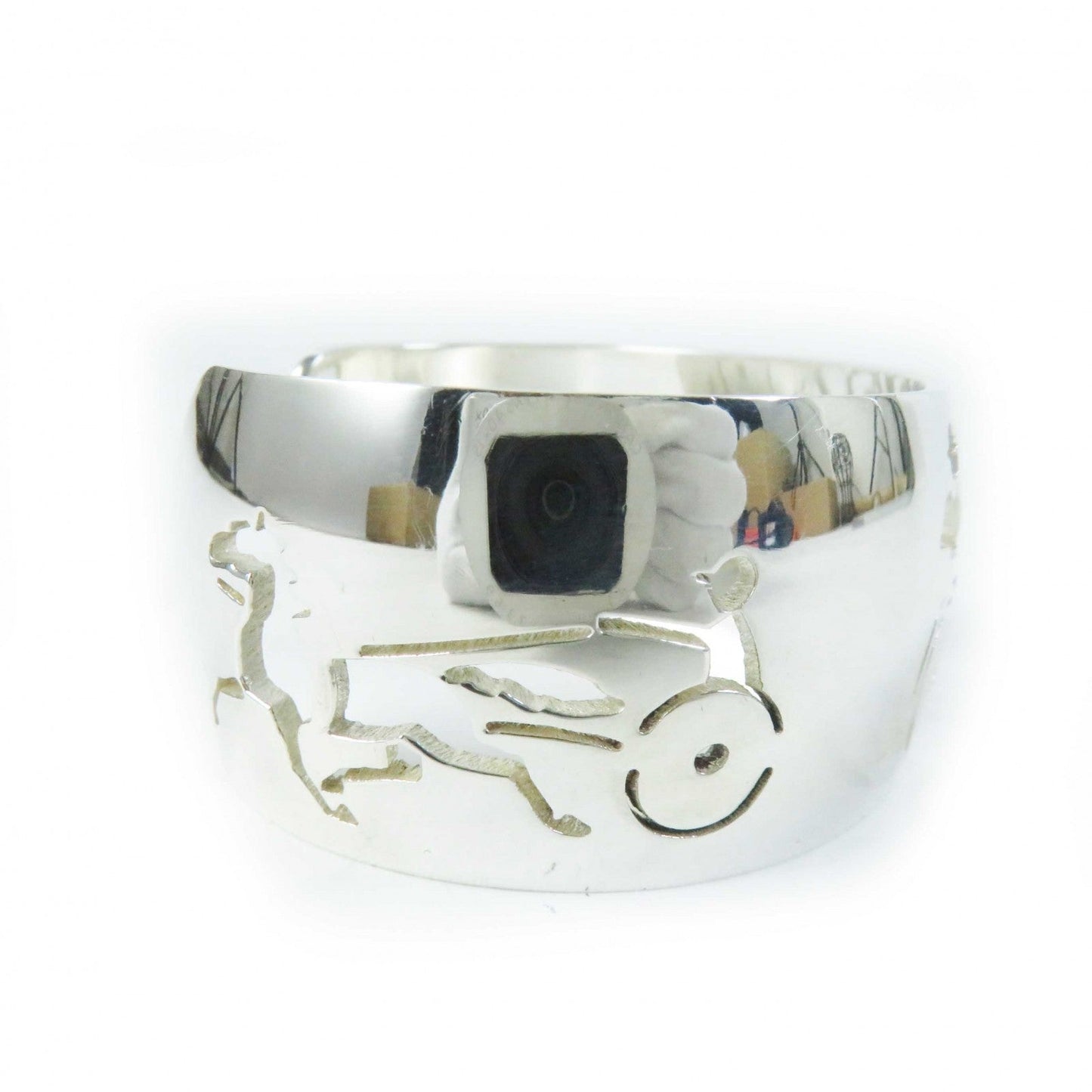 HERMES Bangle SV925 Silver bracelet Carriage motif Women
