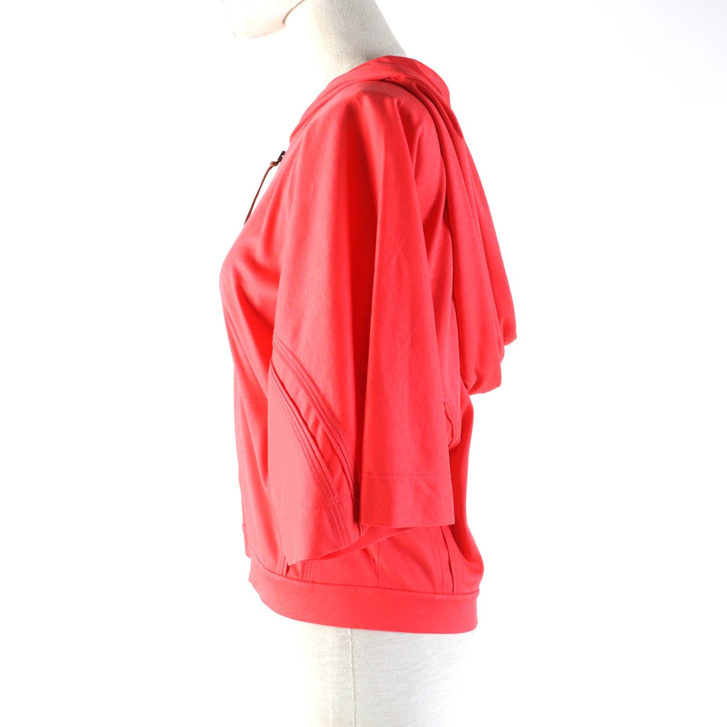 HERMES Hoodie Main: 100% cotton, some parts: sheep leather Orange Women 34