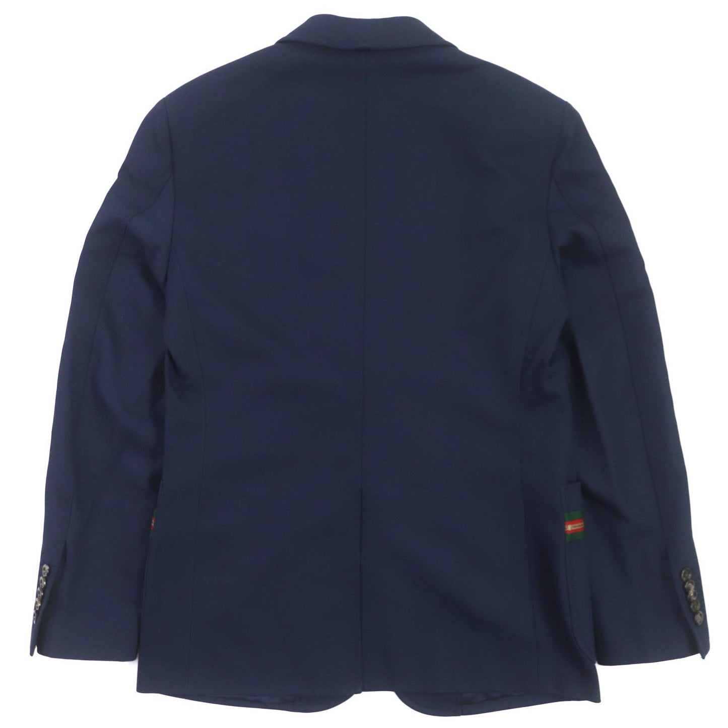 GUCCI tailored jacket 751155 Main: 100% cotton, Lining: 100% rayon, Parts: 100% rayon, Applique: 35% acrylic, 35% alpaca, 30% polyester Navy Cotton formal jacket with Web stripe detail mens 46