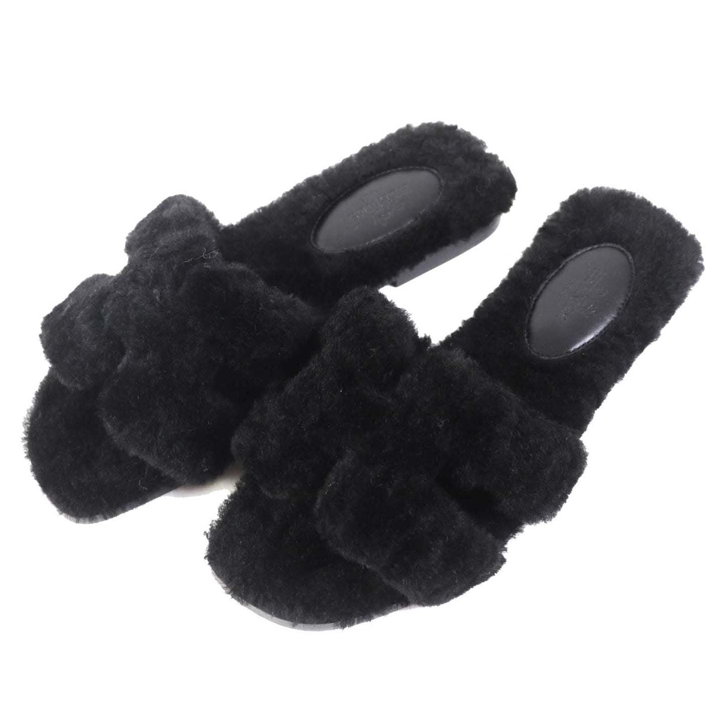 HERMES Sandals Mouton black Oran Women 35