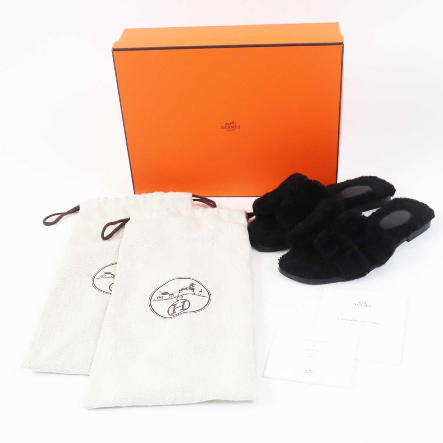 HERMES Sandals Mouton black Oran Women 35
