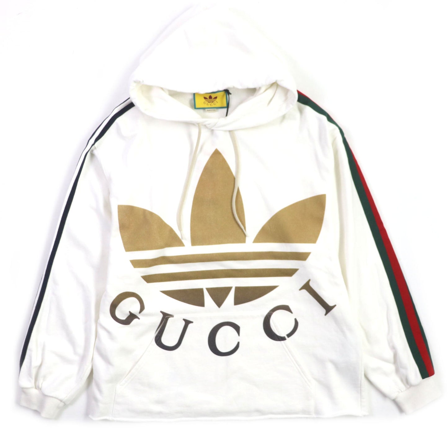 GUCCI Hoodie 722967 Main: 100% cotton, Trimming: 97% cotton, 3% polyurethane Partial use 1: 58% cotton, 42% rayon Partial use 2: 65% rayon, 35% cotton white mens S