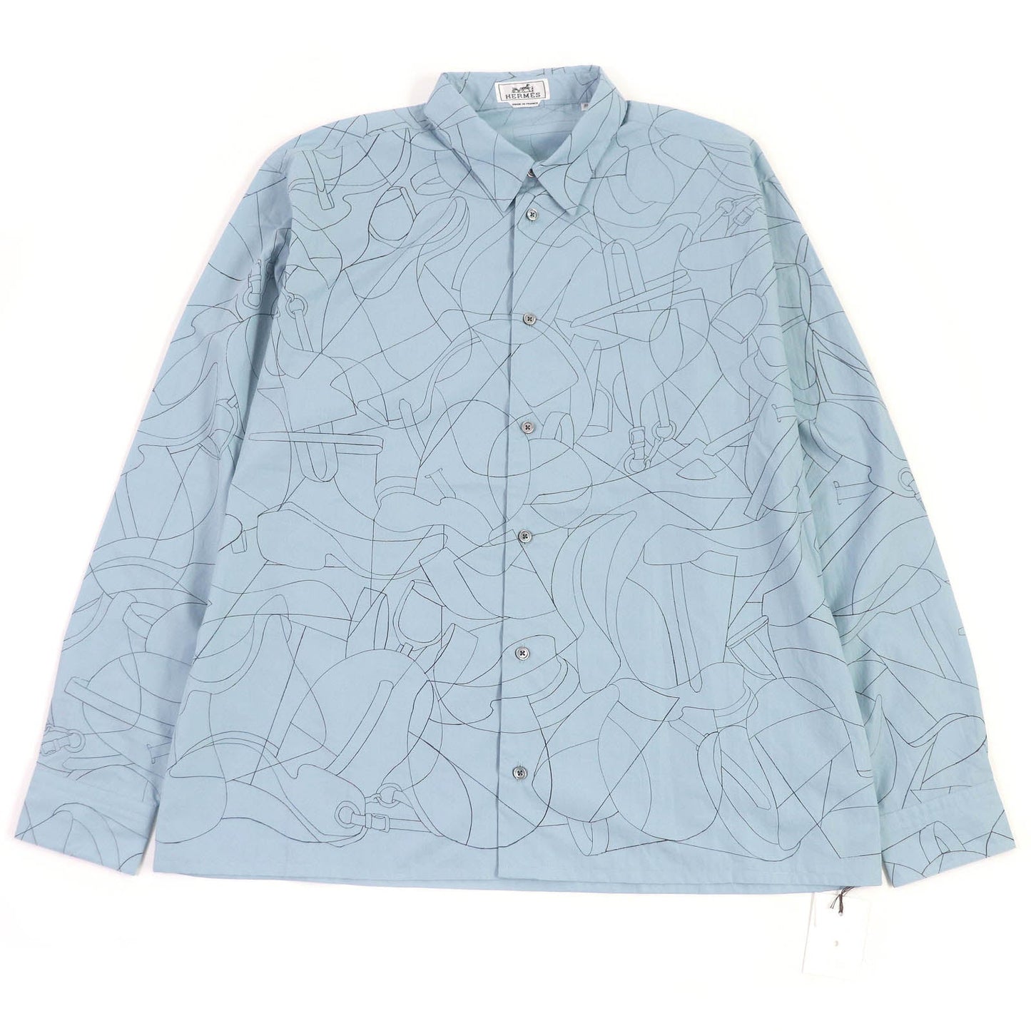 HERMES Long sleeve shirt Main: 100% cotton Ciel Couvel Selles en Fragments Finesse mens 44