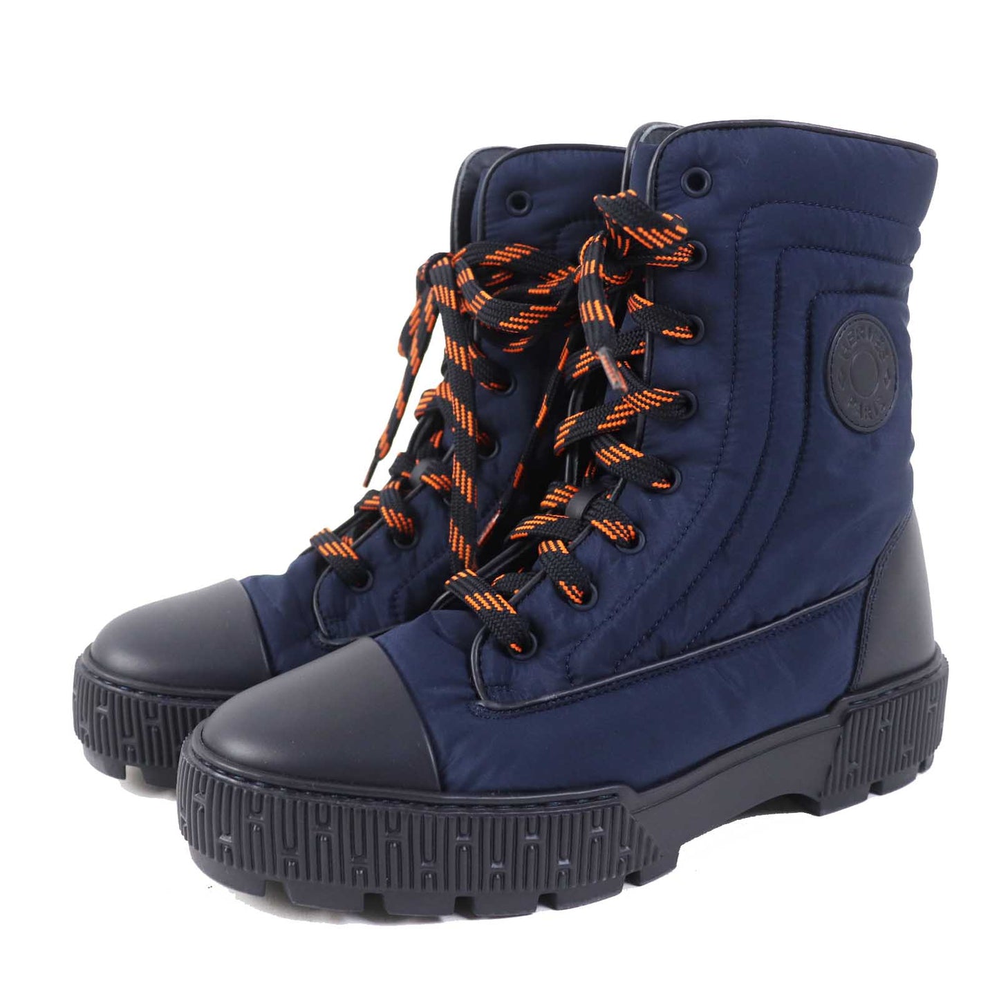 HERMES short boots Leather Parachute Fabric Marin fresh Women 39
