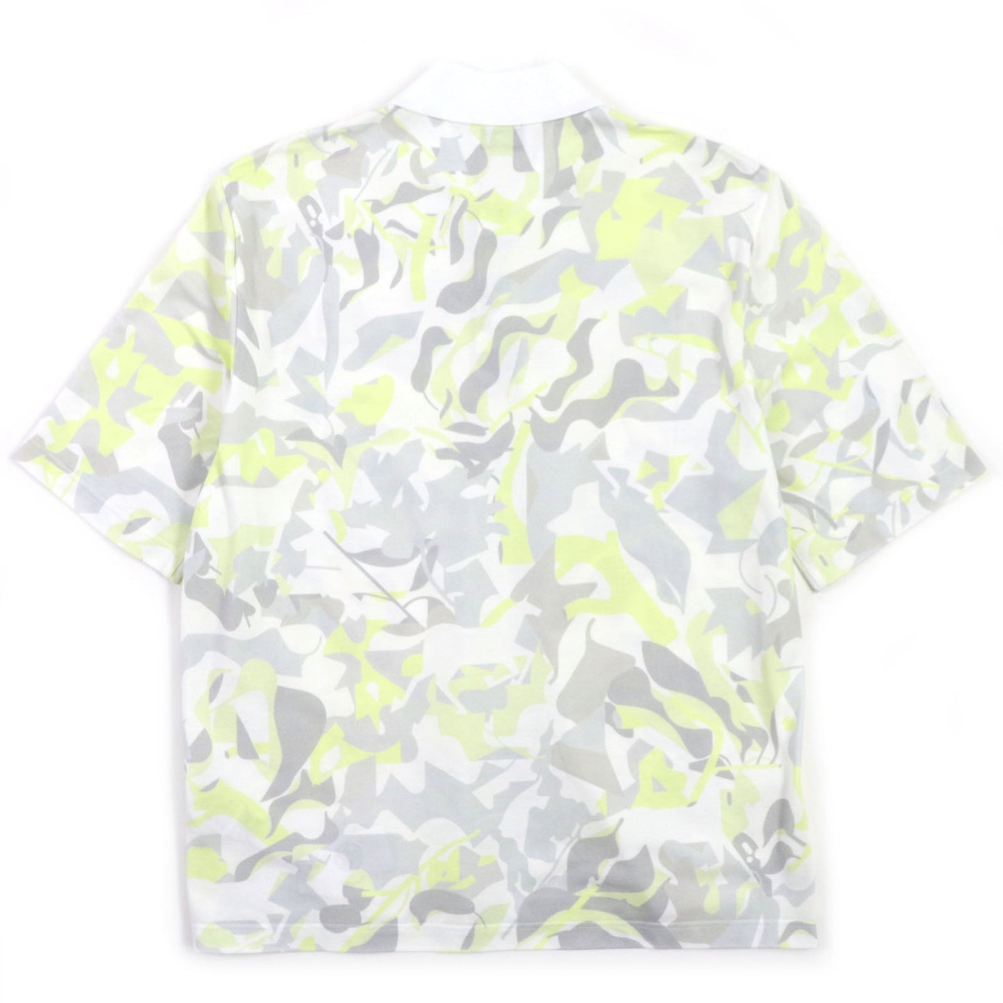 HERMES Short sleeve polo shirt Main: 100% cotton White Gray Yellow Panel Vegetal mens S