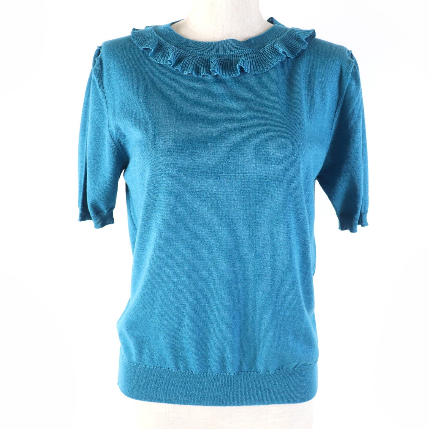 PRADA Short sleeve knit P24I0F Main: 75% wool, Main: 25% silk blue Women 42