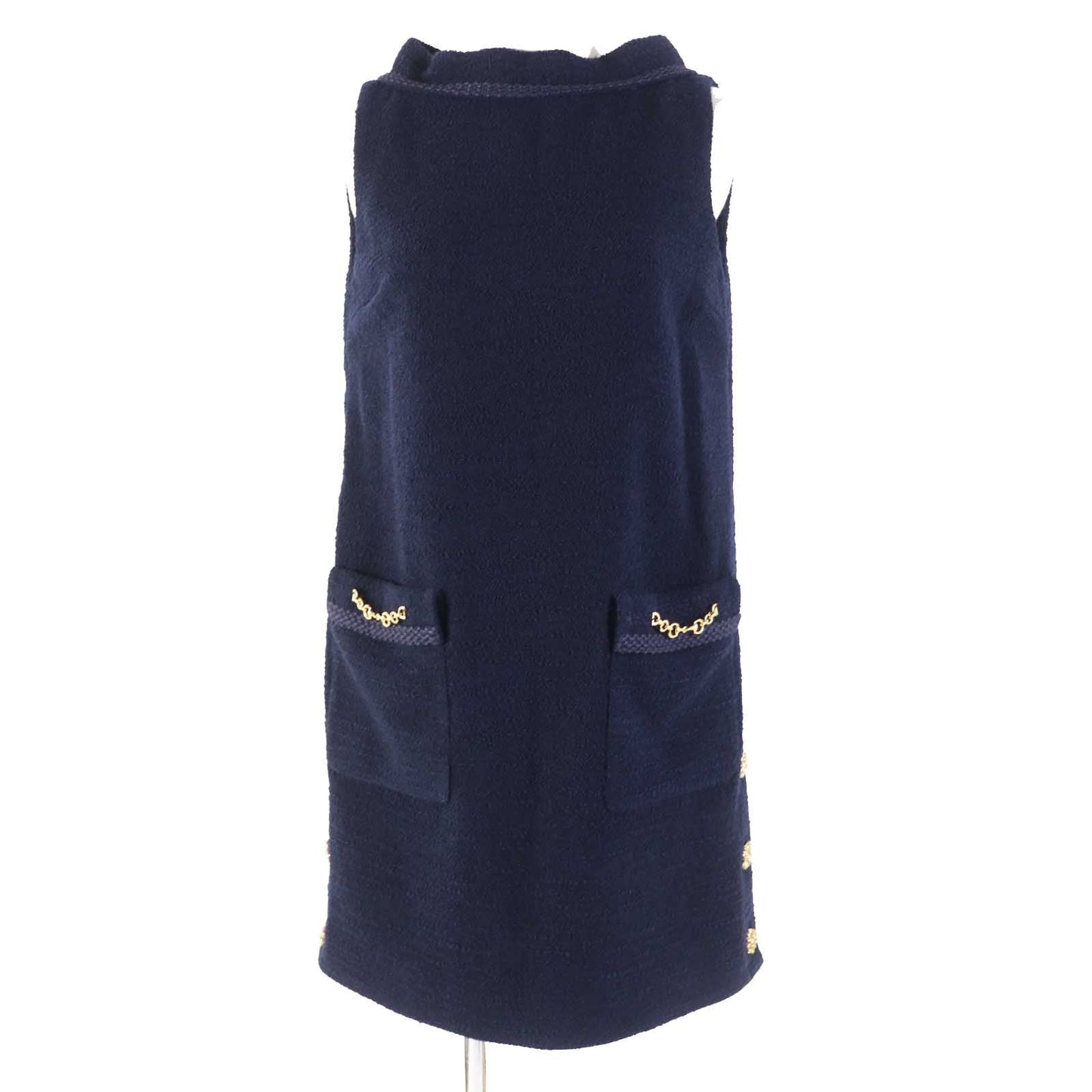 GUCCI one piece 652725 Main: 90% wool, Main: 10% nylon, Part: 49% acetate, Part: 45% acrylic, Part: 6% polyester, Lining: 73% acetate, 27% silk Navy Women 36