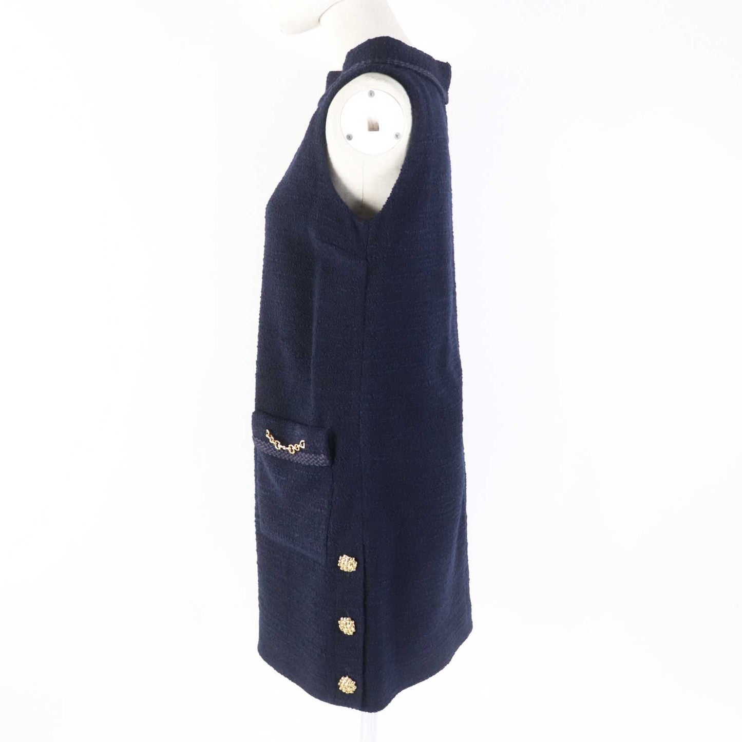 GUCCI one piece 652725 Main: 90% wool, Main: 10% nylon, Part: 49% acetate, Part: 45% acrylic, Part: 6% polyester, Lining: 73% acetate, 27% silk Navy Women 36