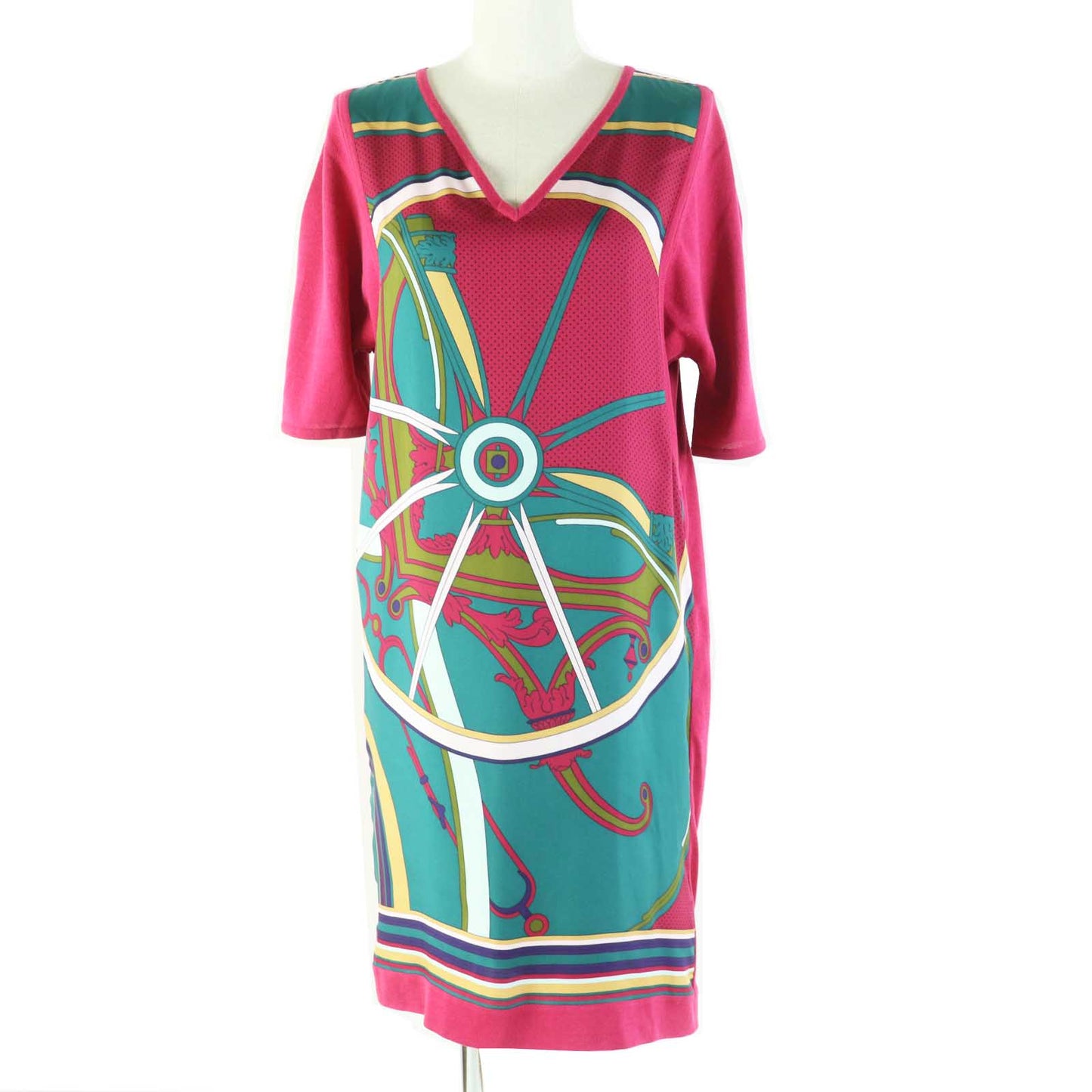 HERMES one piece Main: 100% silk, part: 59% silk, part: 41% cotton Plum pink type WASHINGTONS CARRIAGE George Washington's carriage Women 36