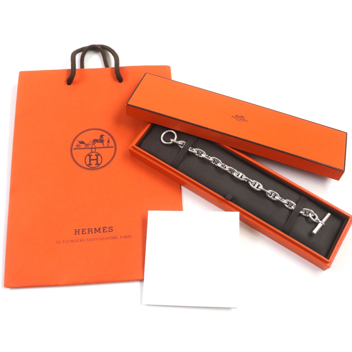 HERMES bracelet Main�FSV925 Silver Chene Dunkle MM mens