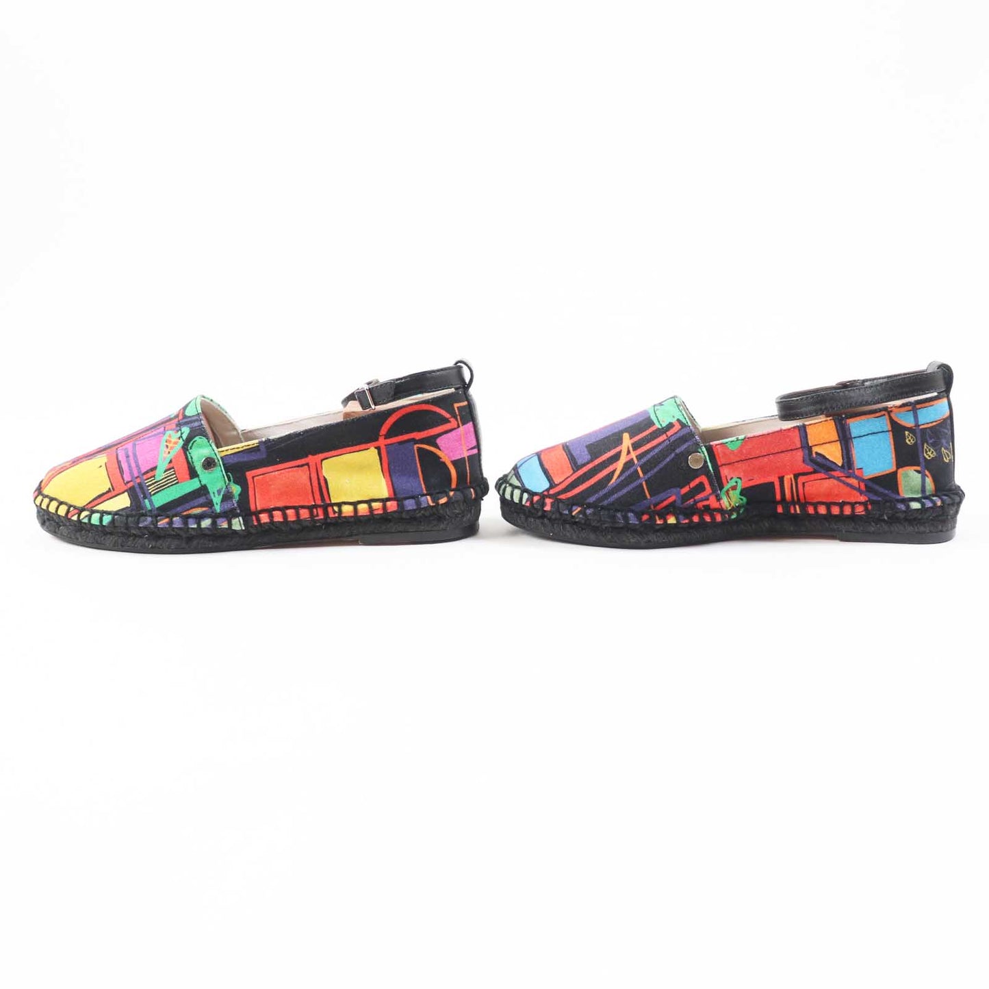 HERMES Slip-on Main: Canvas, Part: Leather, Sole: Jute type black multi Women 37