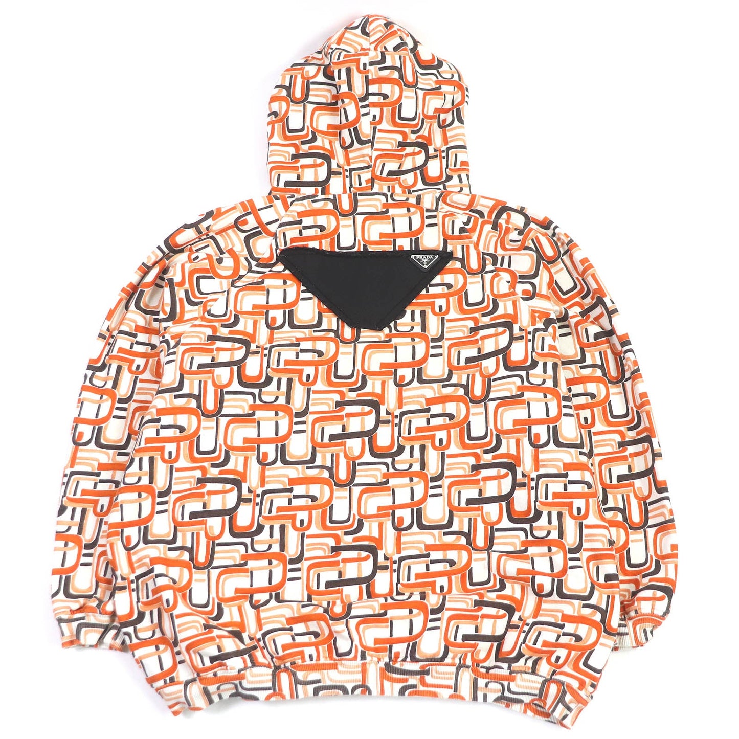 PRADA Hoodie 134628 Main: 100% cotton, Part: 95% cotton, Part: 5% elastane (polyurethane), Part: calf leather Orange mens M