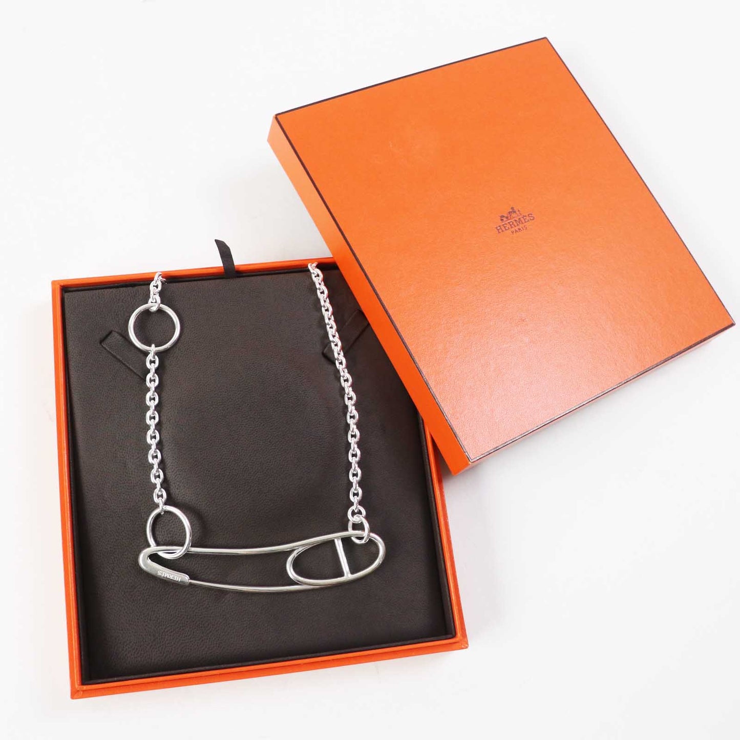 HERMES Necklace Main�FAG925 Silver Chene Dunkle Punk Women
