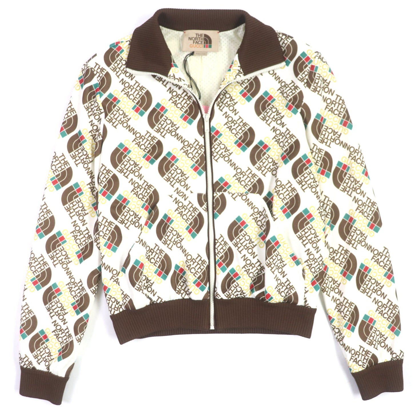 GUCCI Track jacket 651321 Outer: 55% polyester, Outer: 45% cotton, Lining: 100% polyester, Part: 93% polyester, Part: 5% nylon, : 2% polyurethane Brown white mens XS
