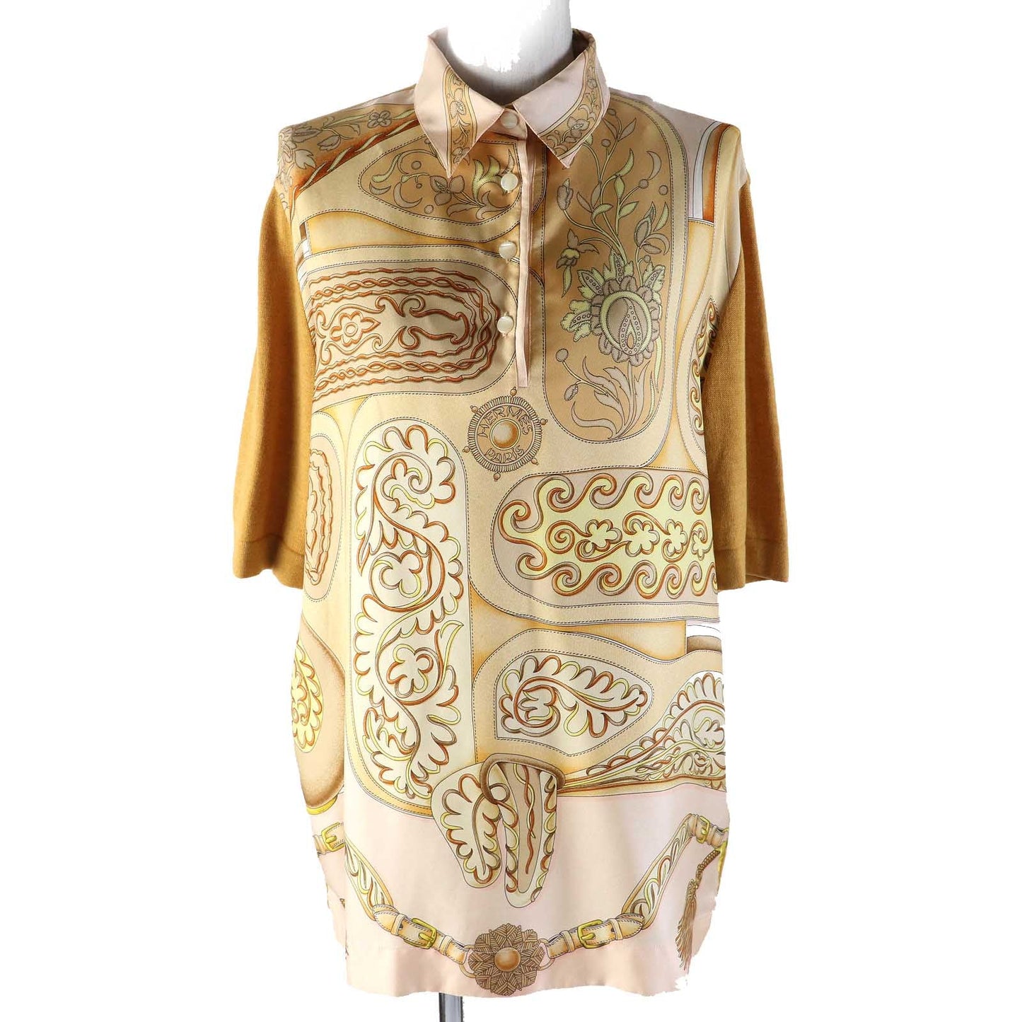 HERMES tops Outer: 100% silk, Main: 85% cotton, Main: 15% cashmere Orange type Women M