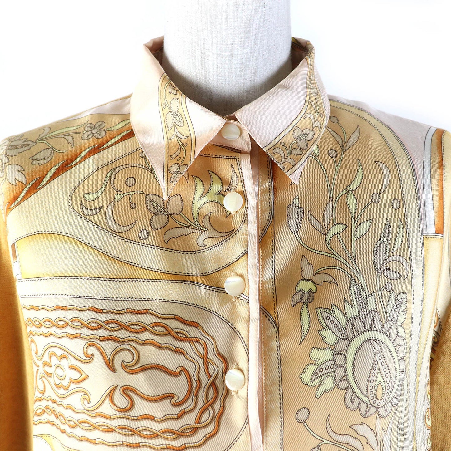 HERMES tops Outer: 100% silk, Main: 85% cotton, Main: 15% cashmere Orange type Women M