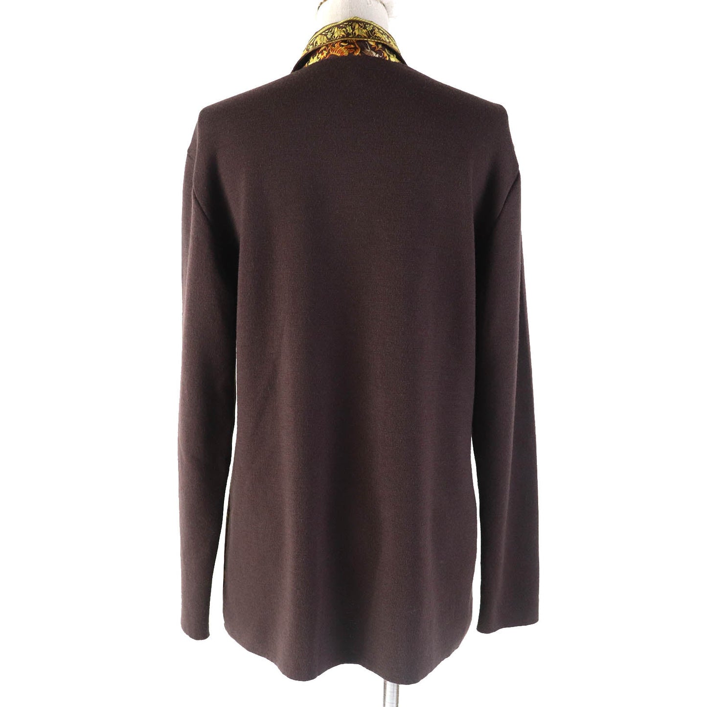 HERMES tops Main: 100% silk, Main: 100% wool Dark Brown Yellow Women S