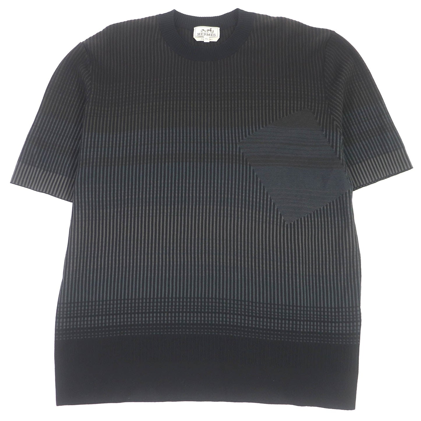 HERMES Short sleeve knit Main: 100% cotton Black type mens XXL