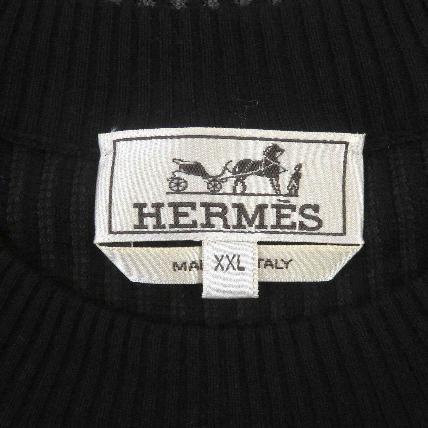 HERMES Short sleeve knit Main: 100% cotton Black type mens XXL