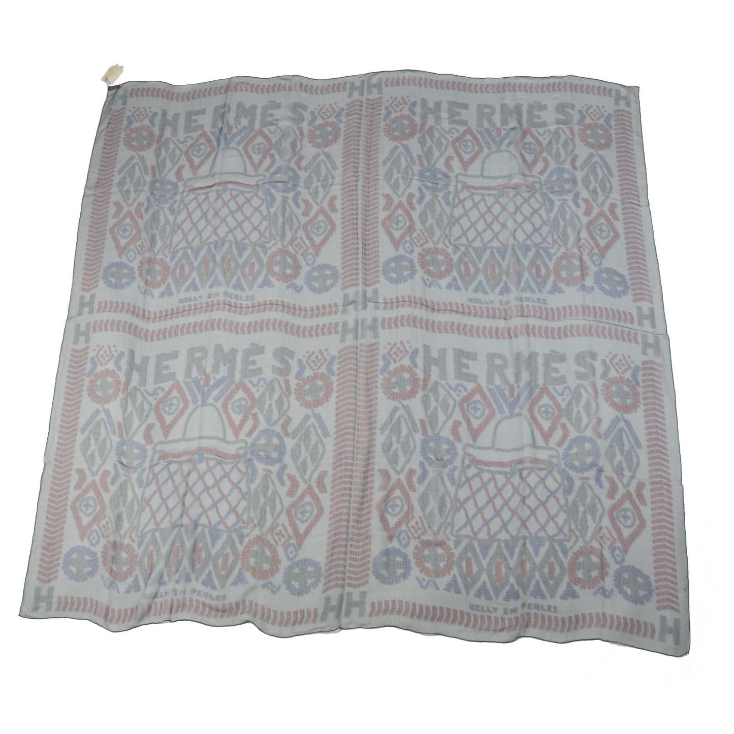 HERMES scarf Main: 100% silk gray Carre140 KELLY EN PERLES Women