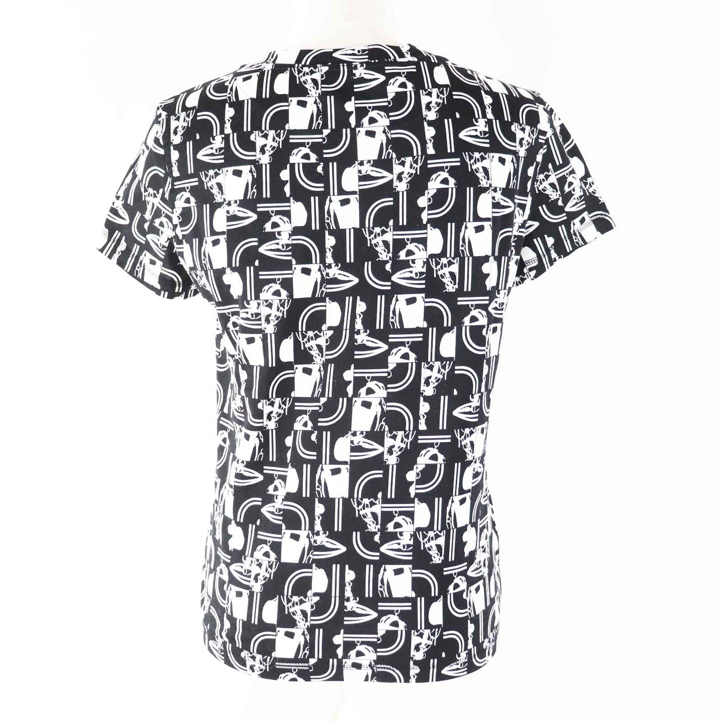 HERMES Short sleeve T-shirt Main: 100% cotton Black White BRIDES DE GALA en Desordre Ceremonial bridles Women 34