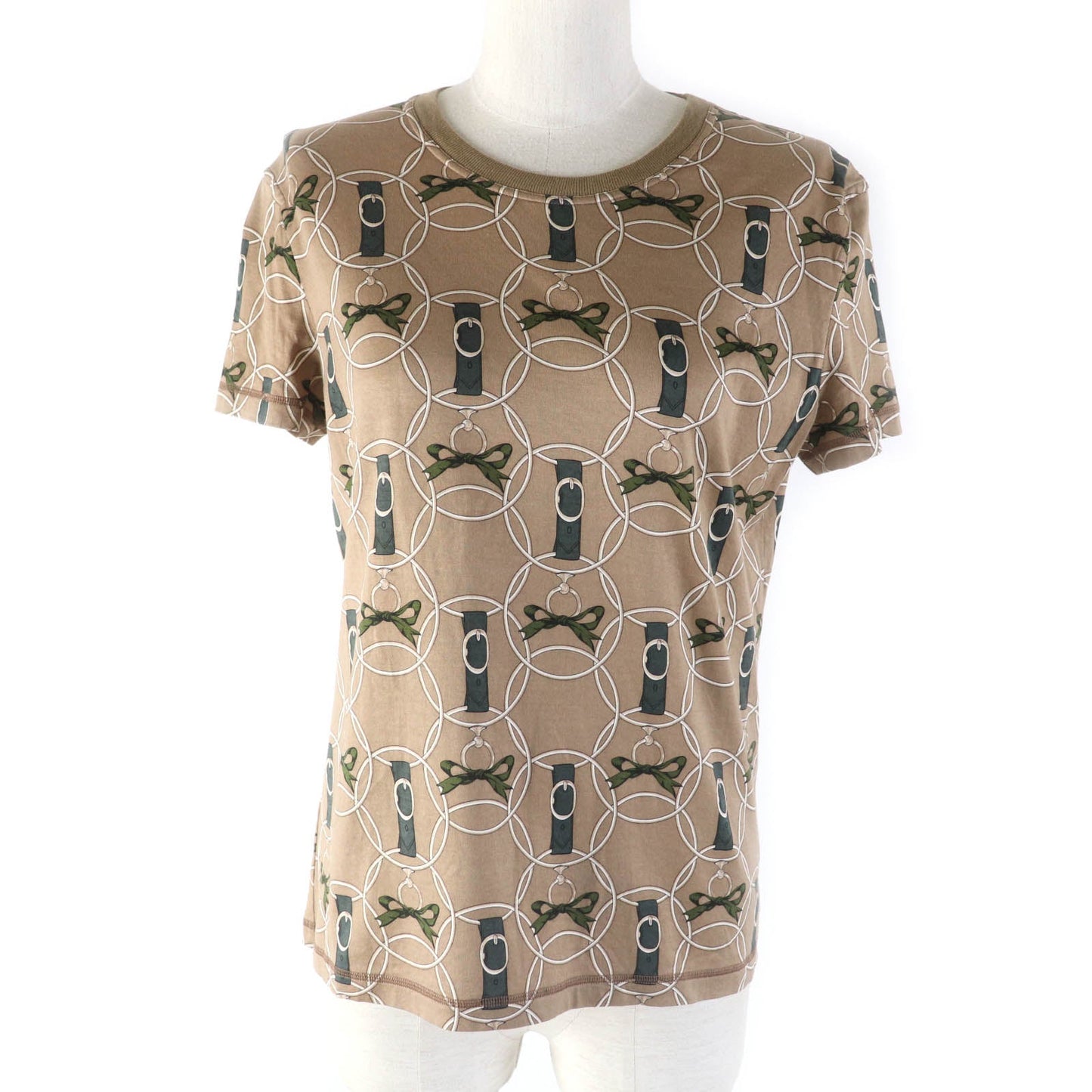 HERMES Short sleeve T-shirt 2H4618DB Main: 100% cotton Brown type Morning walk Promenade du Matin Women 36