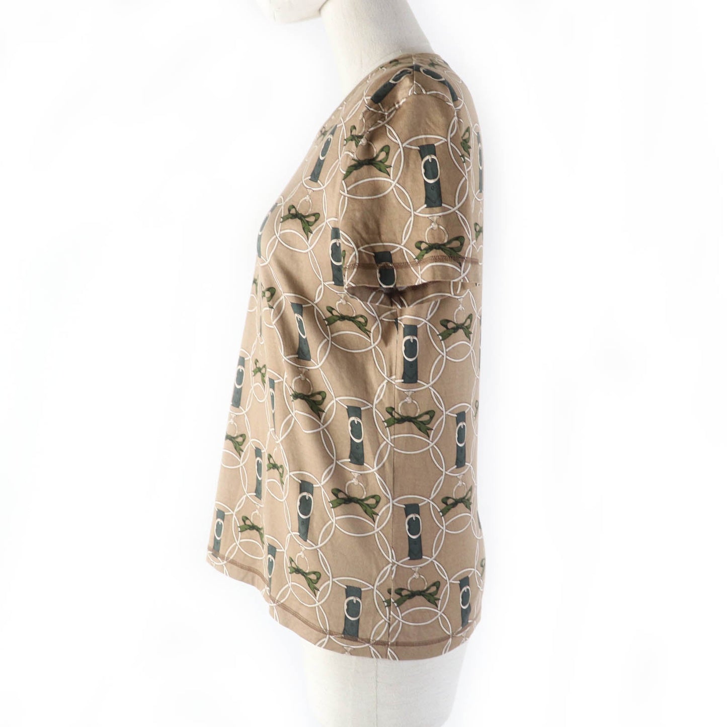 HERMES Short sleeve T-shirt 2H4618DB Main: 100% cotton Brown type Morning walk Promenade du Matin Women 36