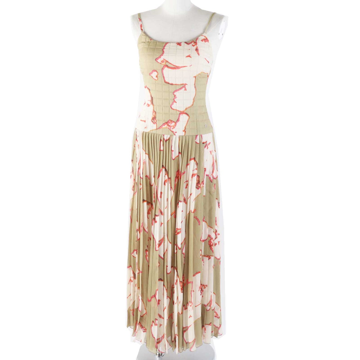 CHANEL one piece 00S P15722 Outer: 100% silk, Lining: 100% silk Khaki beige type Gabriel Women 36