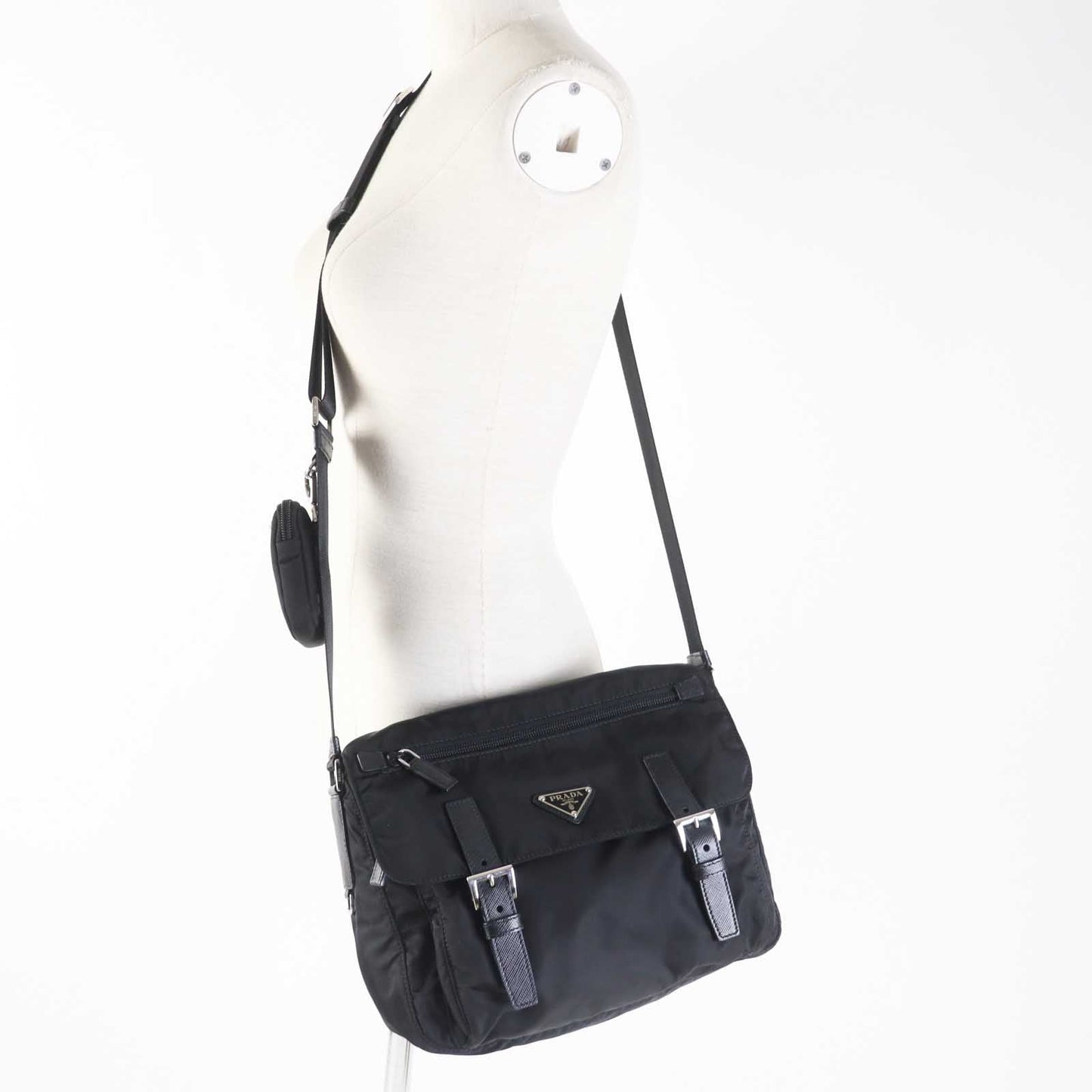 PRADA Shoulder Bag 1BD953 Main: Nylon, Part: Leather NERO Black Re-Nylon Women