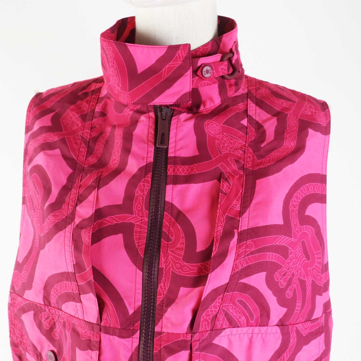 HERMES Vest 3E0253DW Main: 100% nylon Pink Bordeaux Fantaisie d'Etriers Stirrup Fantasy Women 38