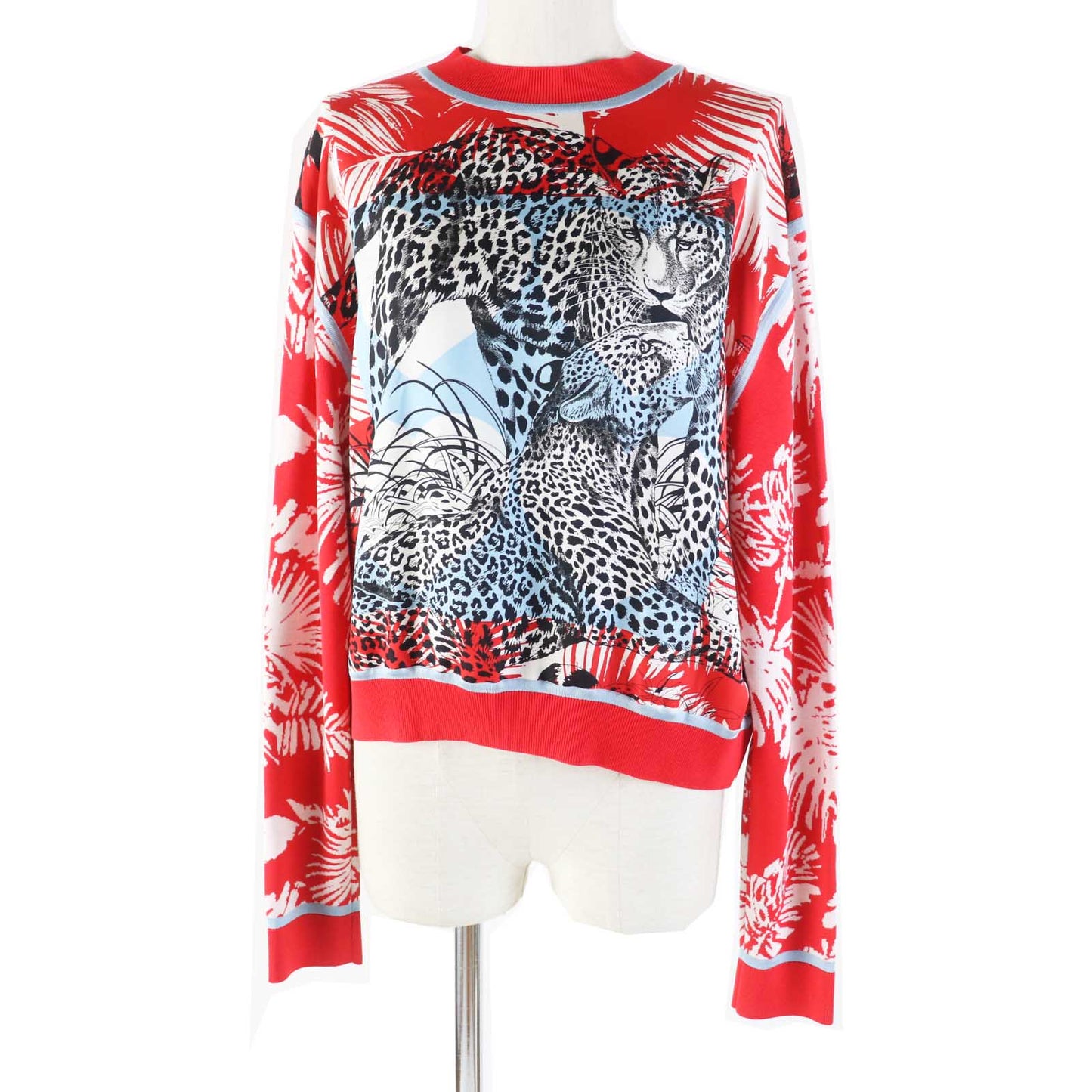 HERMES tops 3E2816D3 Outer material: 100% silk, Outer material: 86% rayon, Outer material: 10% silk, Outer material: 3%, Outer material: 1% polyurethane, Other: 95% silk, 4% polyamide, 1% polyurethane Red JUNGLE LOVE Women 36