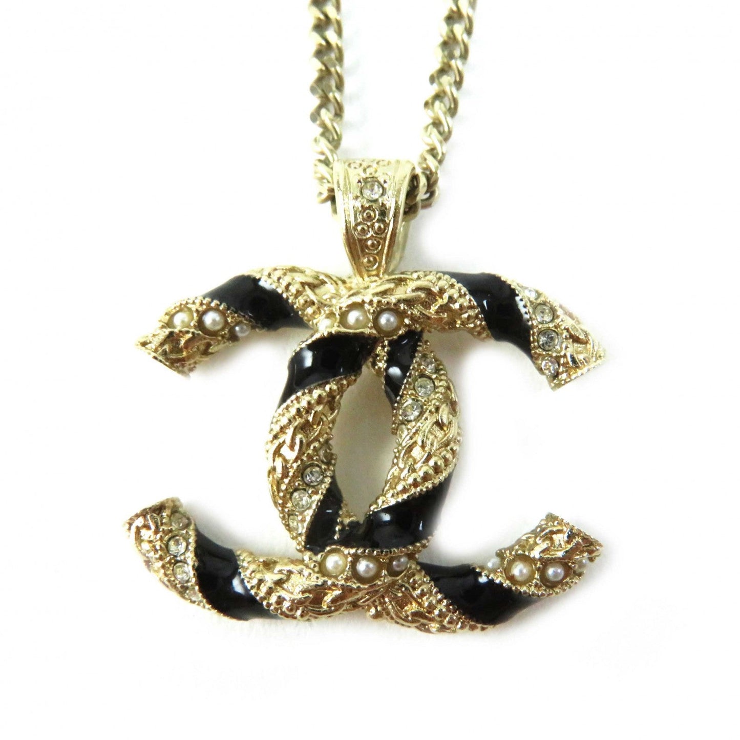 CHANEL Necklace A21C Metal.Faux pearl.Rhinestone Gold black Women
