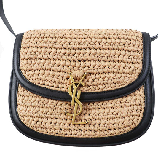 SAINT LAURENT PARIS Shoulder Bag 634818 Main: Raffia, Main: Leather Natural black Kaia Women