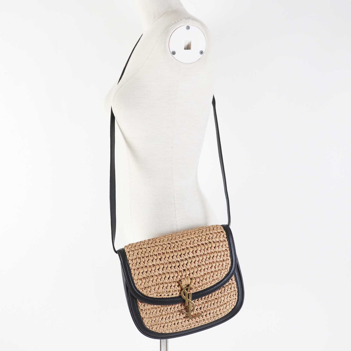 SAINT LAURENT PARIS Shoulder Bag 634818 Main: Raffia, Main: Leather Natural black Kaia Women