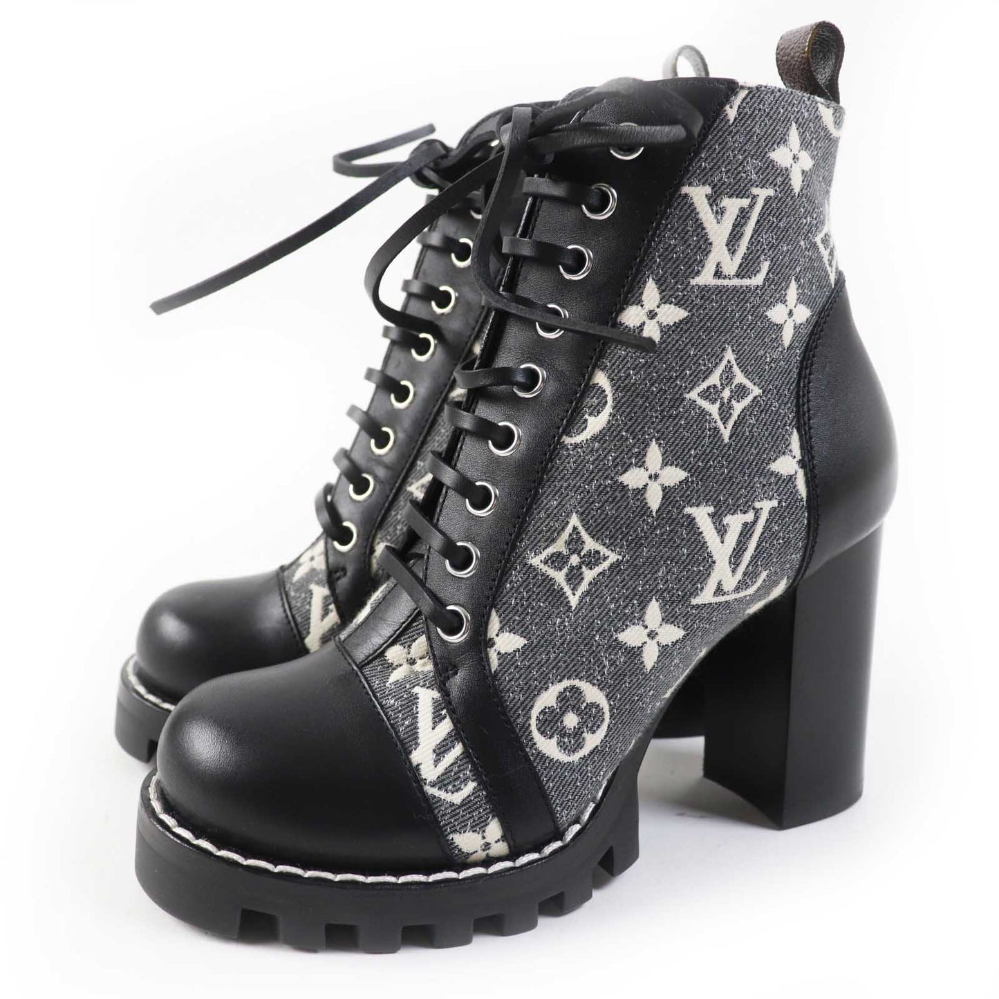 LOUIS VUITTON Ankle boots 1AB2XR Main: Leather, Part: Denim Black Gray type Star trail line Women 36