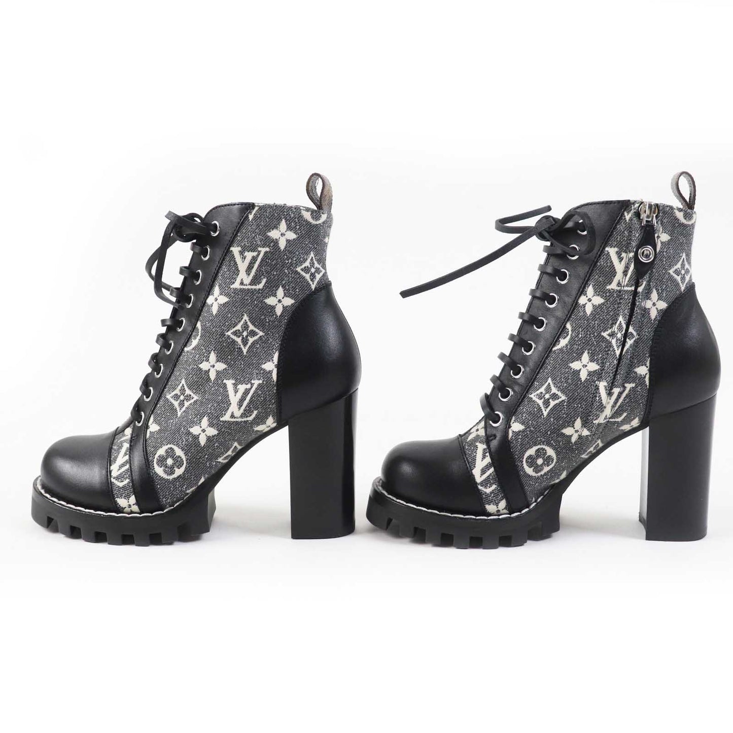 LOUIS VUITTON Ankle boots 1AB2XR Main: Leather, Part: Denim Black Gray type Star trail line Women 36