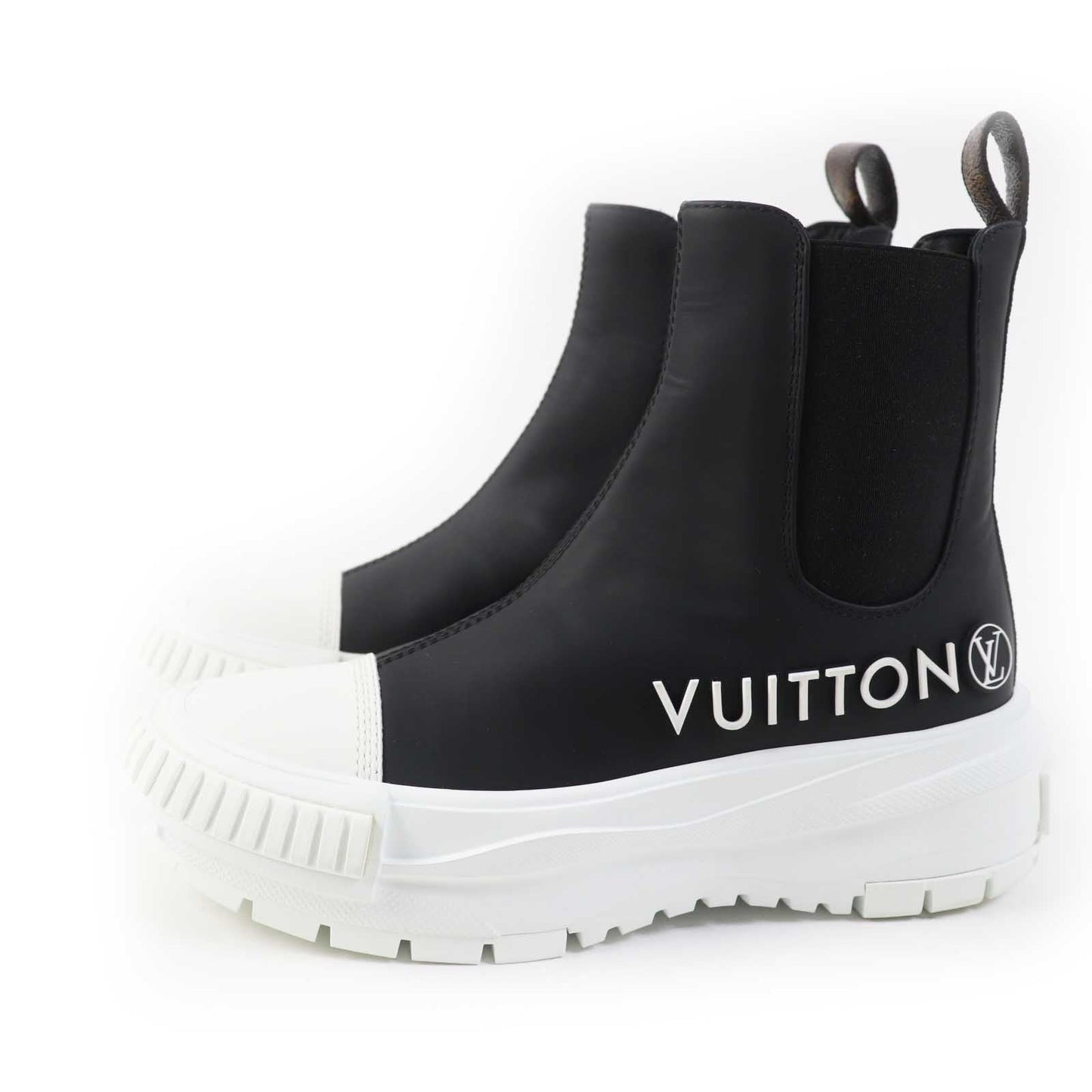 LOUIS VUITTON short boots Part: Leather Black White LV squad line Women 35