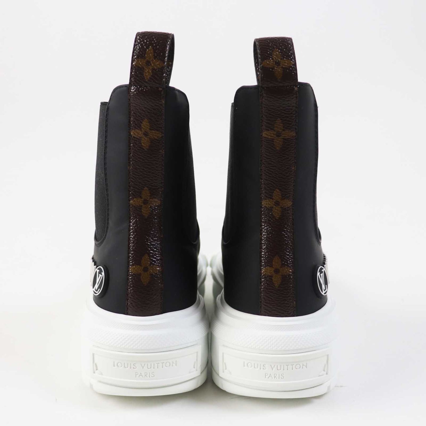 LOUIS VUITTON short boots Part: Leather Black White LV squad line Women 35