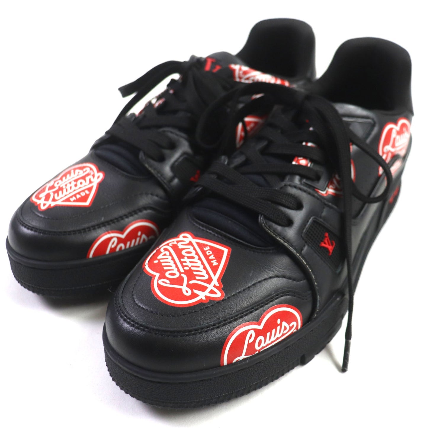 LOUIS VUITTON sneakers Main: Leather Black red LV trainer line mens 6