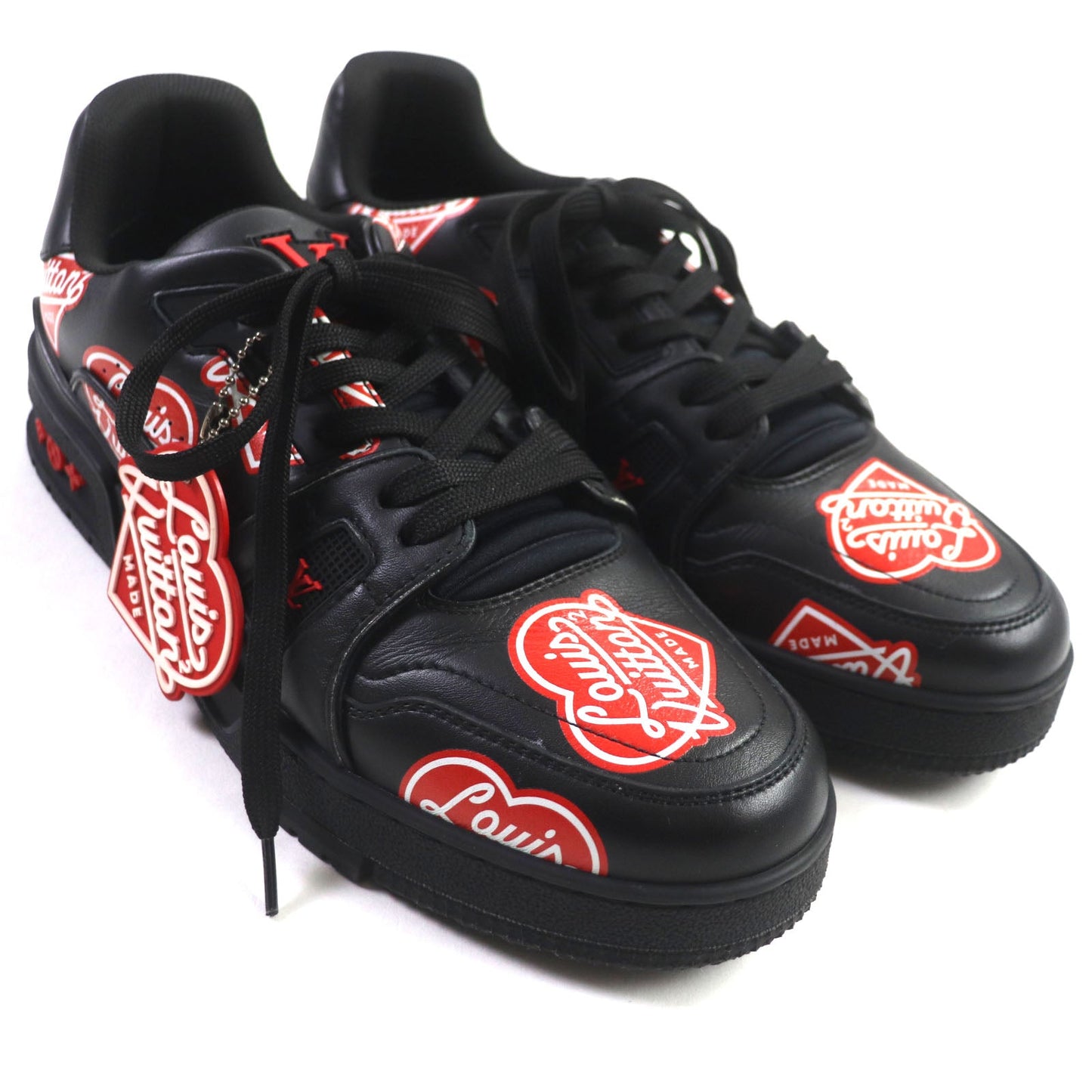 LOUIS VUITTON sneakers Main: Leather Black red LV trainer line mens 6