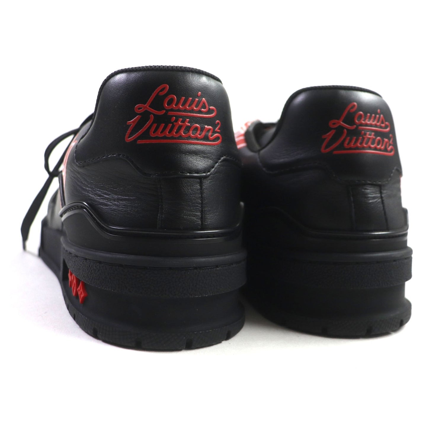 LOUIS VUITTON sneakers Main: Leather Black red LV trainer line mens 6