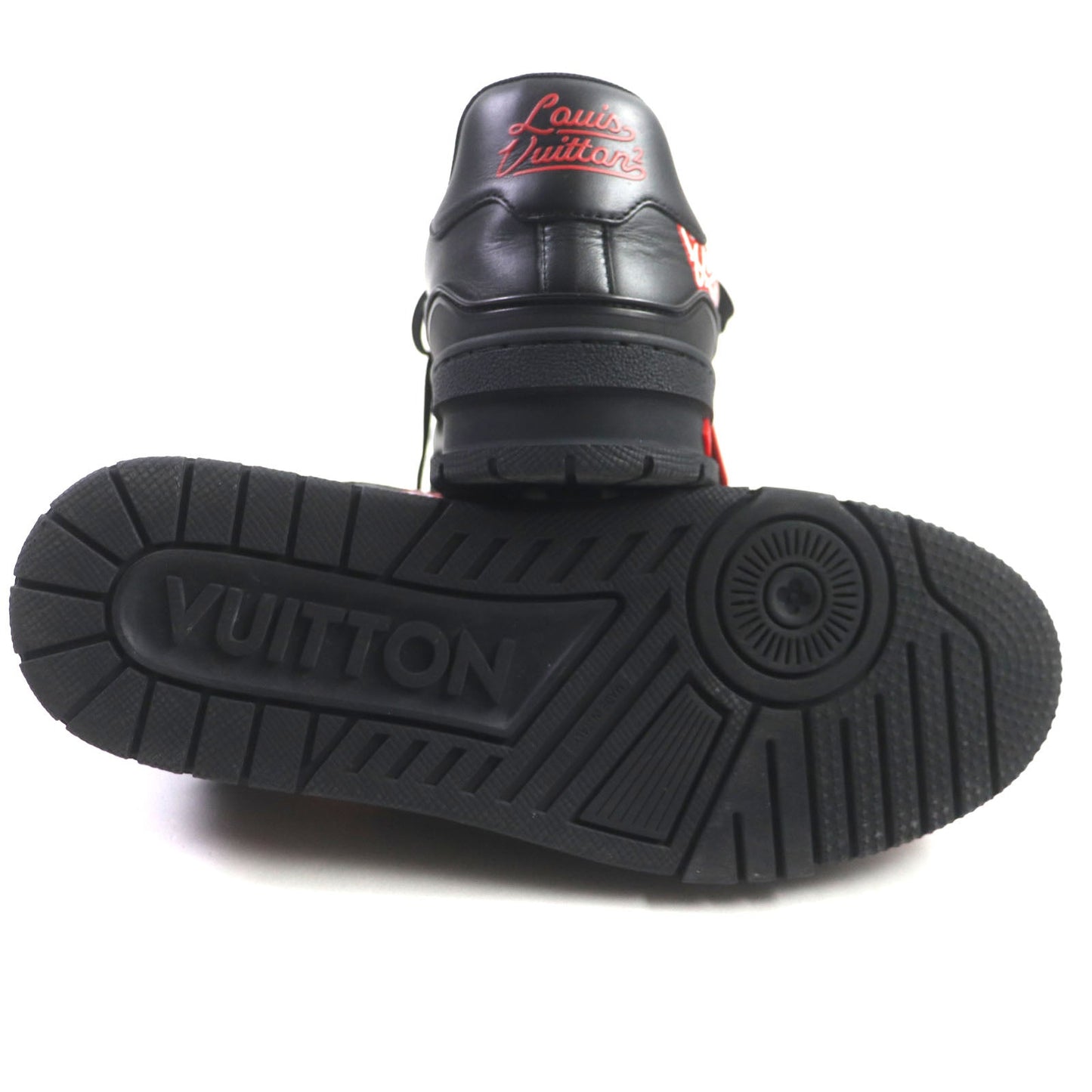 LOUIS VUITTON sneakers Main: Leather Black red LV trainer line mens 6